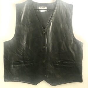 L Black Leather Vest for Men